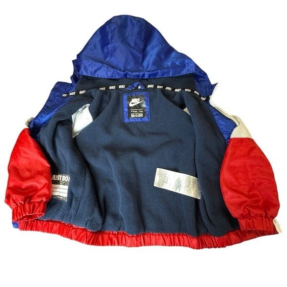 Nike Toddler Red White & Blue Color Block Hooded Fleece Lined Jacket Size 2T - Picture 4 of 10